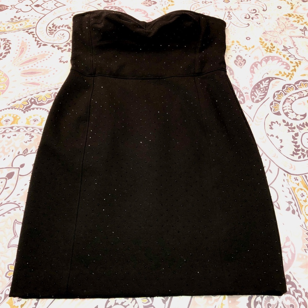 DKNY Black Strapless Cocktail Party Club Dance Mini Dress, Crystal Detail Size 8 - Picture 11 of 16